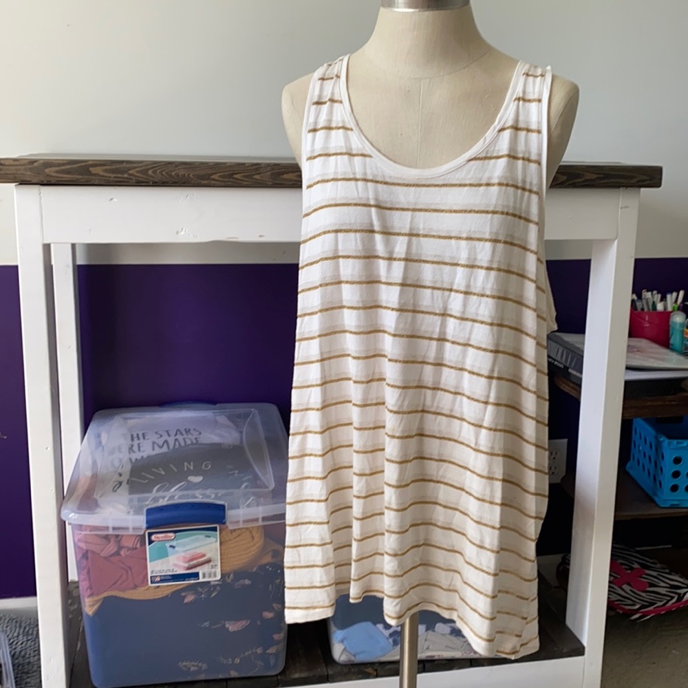 White and Gold Striped Tank